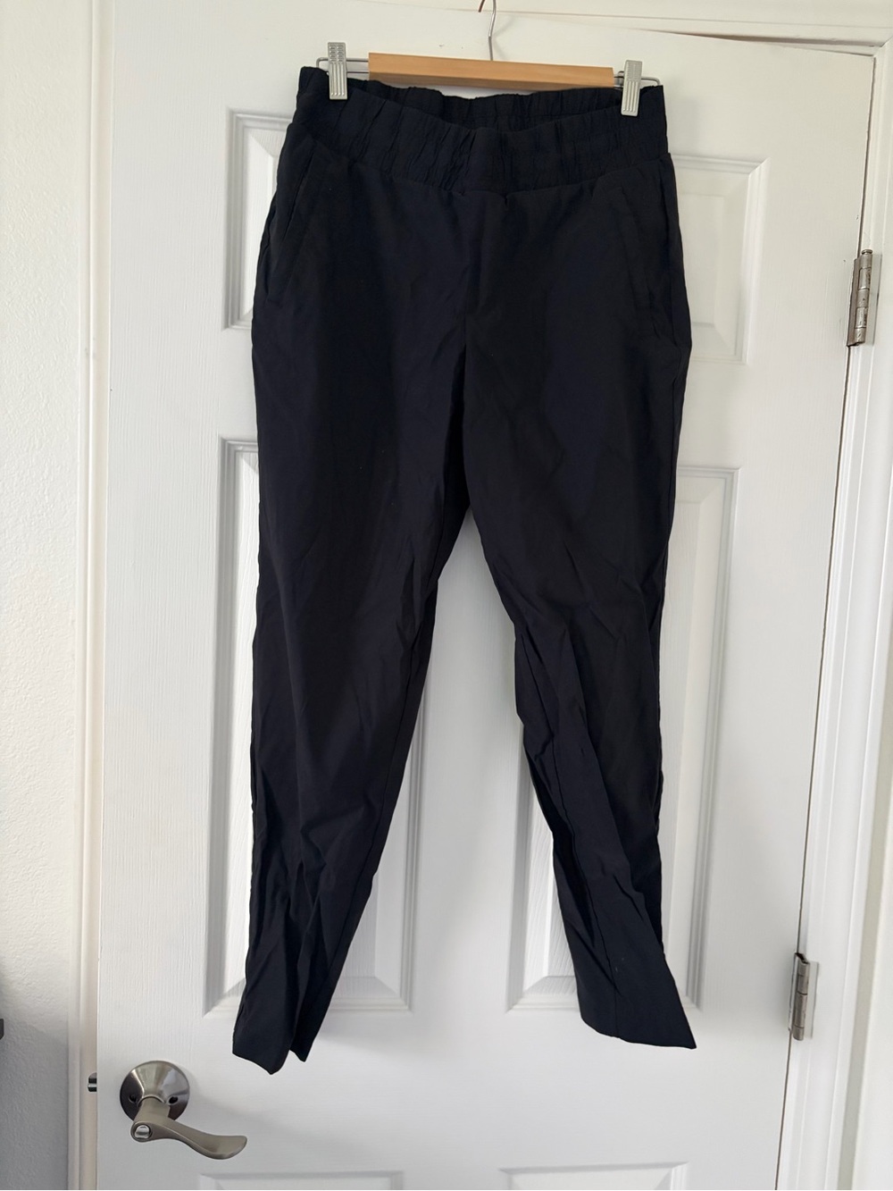 Women's Black Elastic-Waist Track Pants